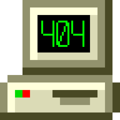 An animation of an old computer, its monitor is flashing between the message '404' and a piece of paper with a frown on it.